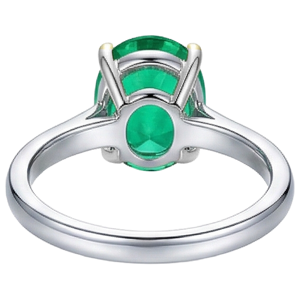 Emerald Oval Gemstone Ring in 14K Two Tone Gold – back view