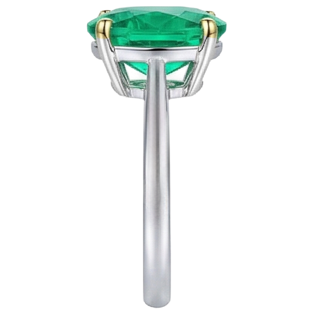 Emerald Gemstone Ring 5-ct 14K Two Tone Gold – profile view