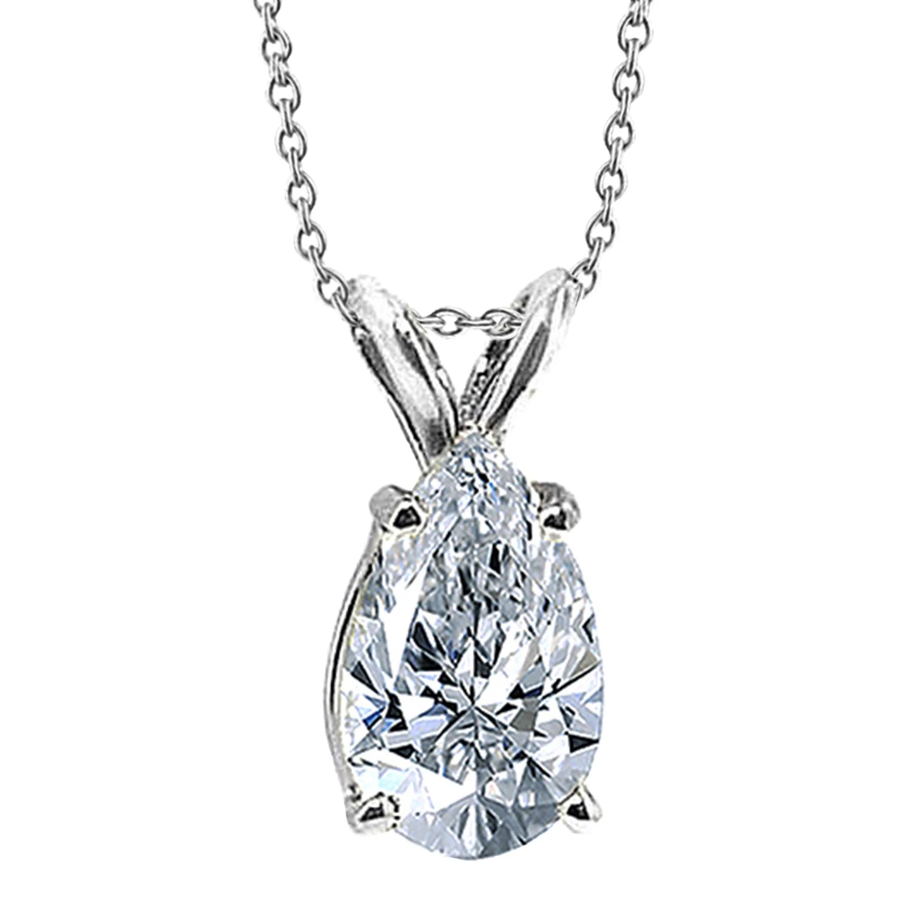 Huge Pear Real Diamond 4 Carat Pendant Jewelry Gold Necklace
