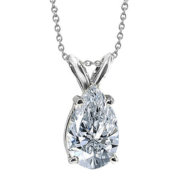 Huge Pear Real Diamond 4 Carat Pendant Jewelry Gold Necklace