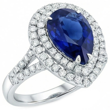 Huge Sapphire Double Halo Ring