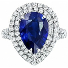 Huge Sapphire Double Halo Ring