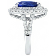 Huge Sapphire Double Halo Ring