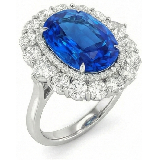 Huge Victorian Sapphire Halo Ring