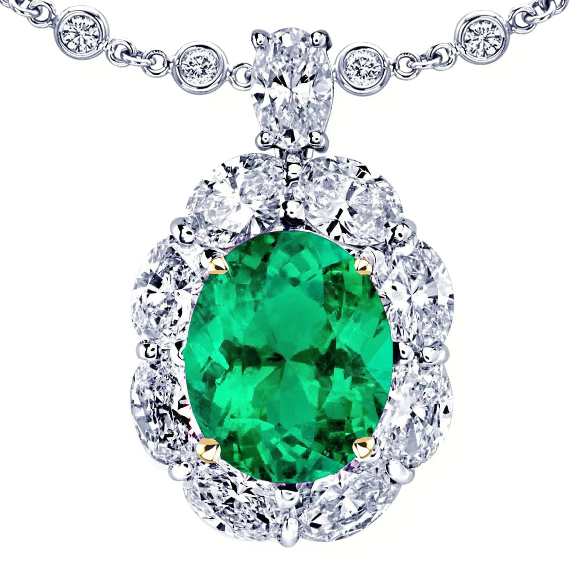 Oval Cut Emerald ring in 14K Two Tone Gold – main view