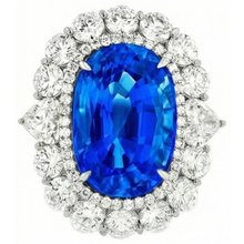 IGI CERTIFIED Huge Victorian Sapphire Halo Ring