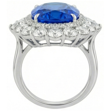 IGI CERTIFIED Huge Victorian Sapphire Halo Ring