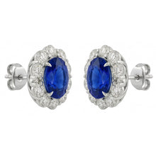 IGI CERTIFIED 6 Carats Prong Set Ceylon Color Sapphire Stud Earrings White Gold 14K