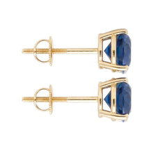 IGI CERTIFIED 8 Carat Round Ceylon Color Blue Sapphire Stud Earrings Yellow Gold
