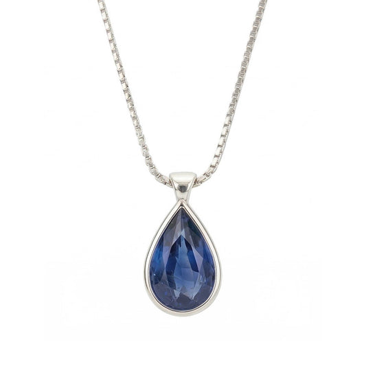 IGI CERTIFIED Bezel Cornflower Blue Sapphire Pendant For Men