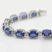 IGI CERTIFIED Blue Sapphire Tennis Bracelet Prong Set 18 Carats Jewelry