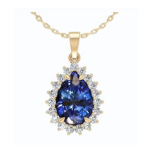 IGI CERTIFIED Genuine Teardrop Blue Sapphire Pendant With Diamonds