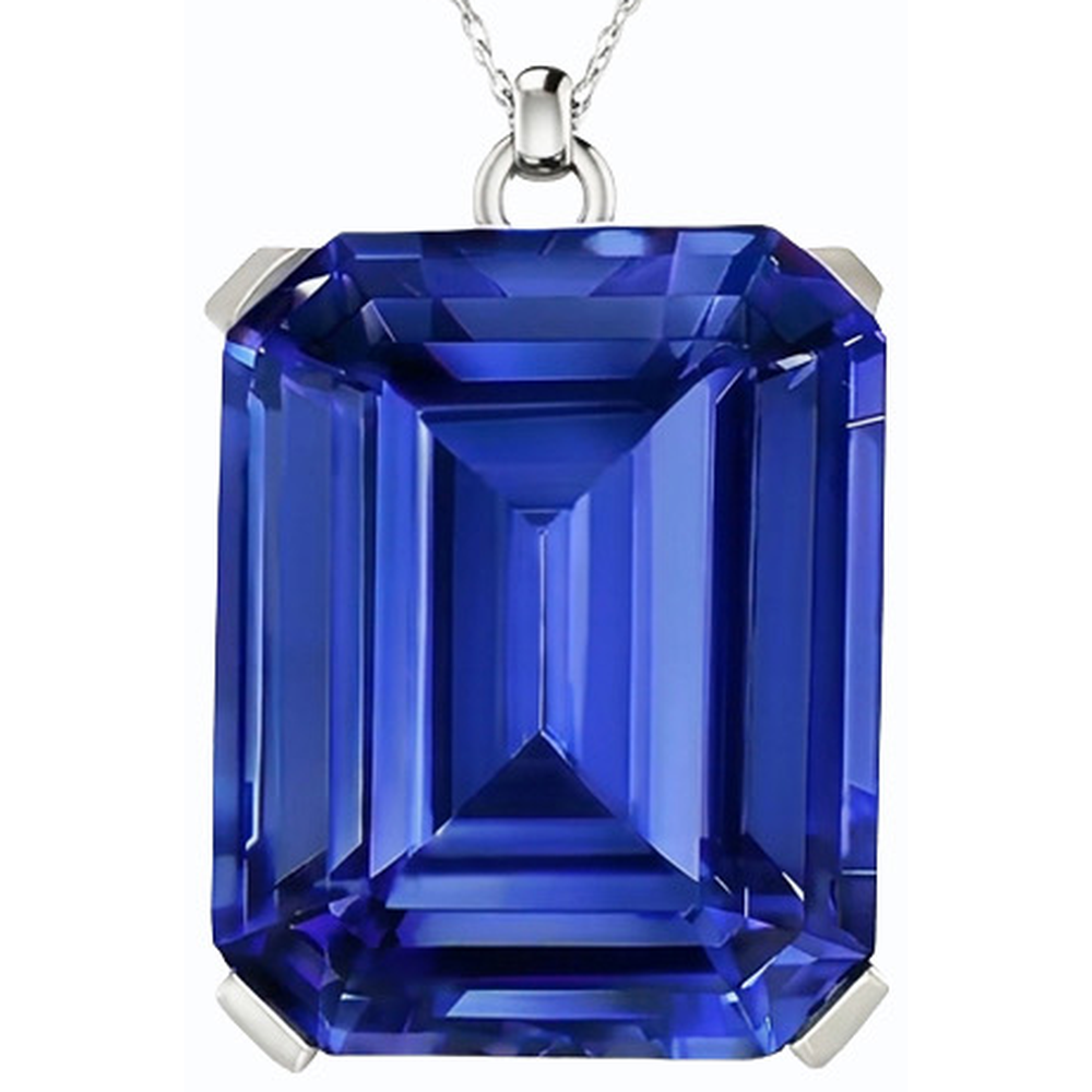 Royal Blue Sapphire Gemstone Pendant 5.50-ct 14 Karat White Gold – side view