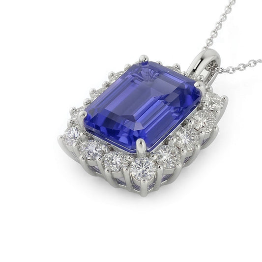 IGI CERTIFIED Heirloom Halo Emerald Sapphire Pendant