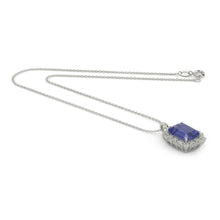 Blue Sapphire Gemstone Pendant 4.50 ct 14 Karat White Gold – angle view