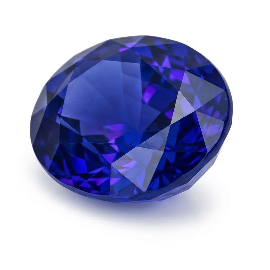 Oval Cut Royal Blue Sapphire ring in Gold – angle view