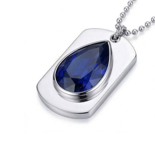 IGI CERTIFIED Men’s Sapphire Dog Tag Pendant