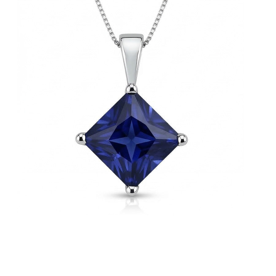 Precious Stone Pendant 14K White Gold with Blue Sapphire – side view