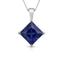 Precious Stone Pendant 14K White Gold with Blue Sapphire – side view