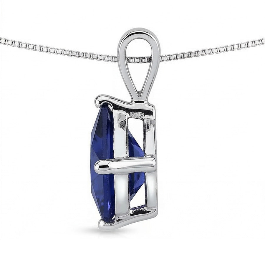 Blue Sapphire Precious Stone Pendant 5-ct 14K White Gold – angle view
