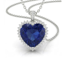 Heart Shape Royal Blue Sapphire ring in 14K White Gold – side view