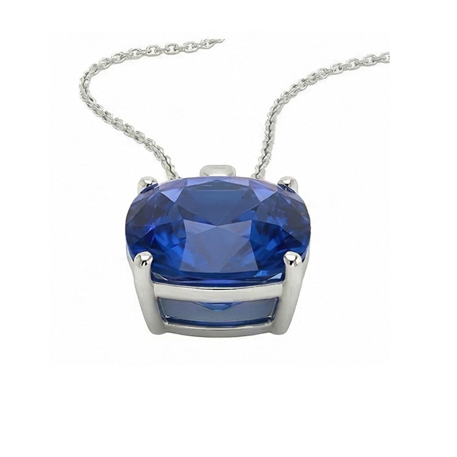 Cornflower Blue Sapphire Precious Stone Pendant 5.50 ct 14K White Gold – side view