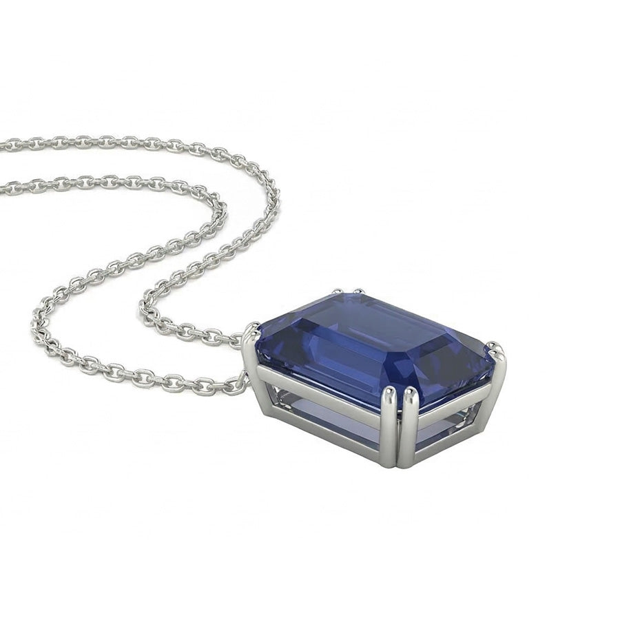 Blue Sapphire Precious Stone Pendant 4-ct 14 Karat White Gold – angle view