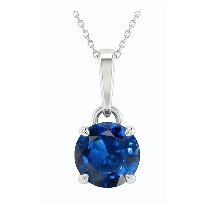 Royal Blue Sapphire Stone Pendant Necklace – side view