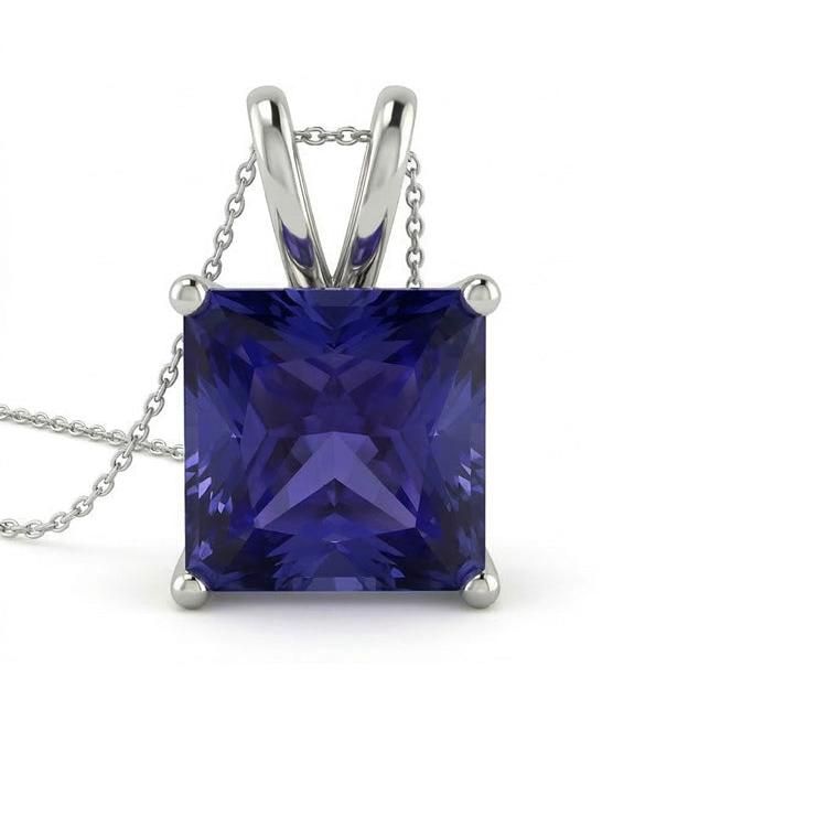 Princess Cut Royal Blue Sapphire ring in 14K White Gold – side view