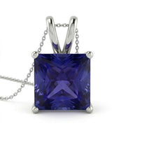 Princess Cut Royal Blue Sapphire ring in 14K White Gold – side view