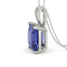Royal Blue Sapphire Stone Pendant Necklace 4-ct 14K White Gold – angle view