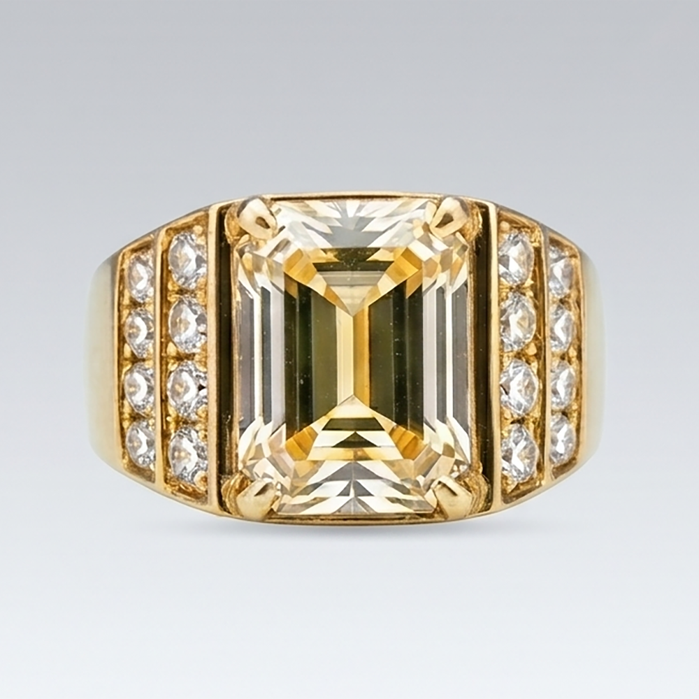 IGI Certified Men's Ring – Fine Diamond 8 ct 10K Yellow Gold