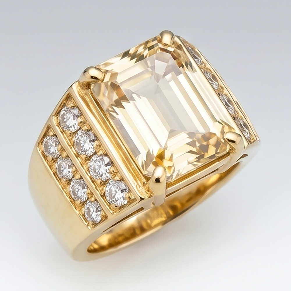 IGI Certified Men's Ring – Fine Diamond 8 ct 10K Yellow Gold