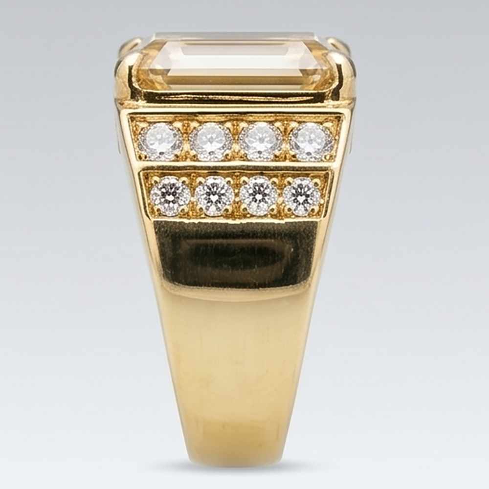 IGI Certified Men's Ring – Fine Diamond 8 ct 10K Yellow Gold