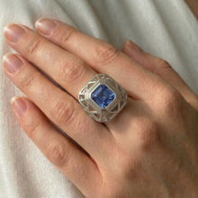 IGI CERTIFIED Asscher Solitaire Men's Ring 2.50 Carats Srilankan Sapphire Bezel Set