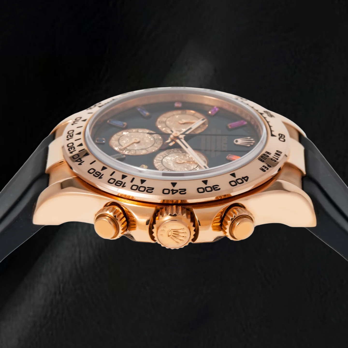 Rolex Cosmograph Daytona 116515LN 40mm Black Rainbow Hour Diamond Dial Black Oysterflex Strap