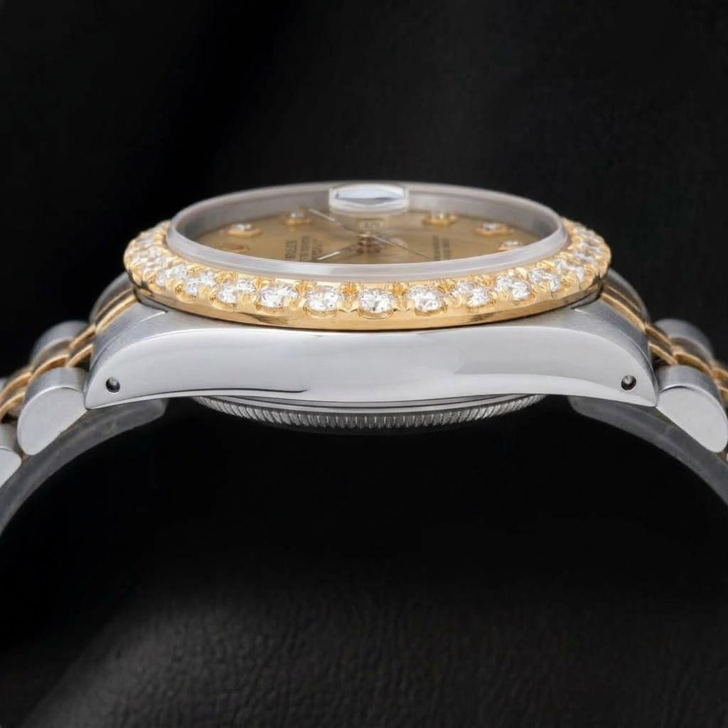 Rolex 6827 Datejust 31mm Champagne Diamond Dial Two Tone Watch