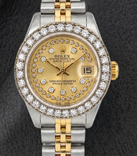 Rolex 69173 Datejust 26mm Champagne String Diamond Dial Two Tone Watch