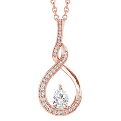 Infinity Style Natural Diamond Pendant Slide Round & Pear Old Cut 2.50 Carats