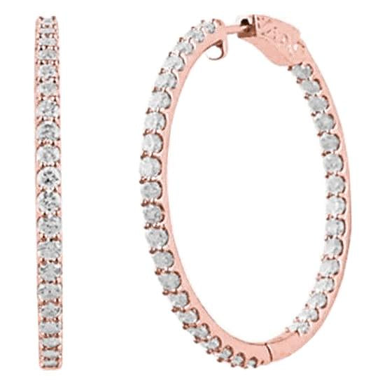 Inside/Outside Hoop Real Natural Earth Mined Diamond Earrings