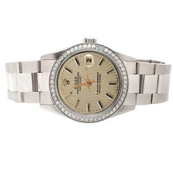 Champange Stick Dial Rolex Date Just Watch Diamond Bezel Ss Oyster