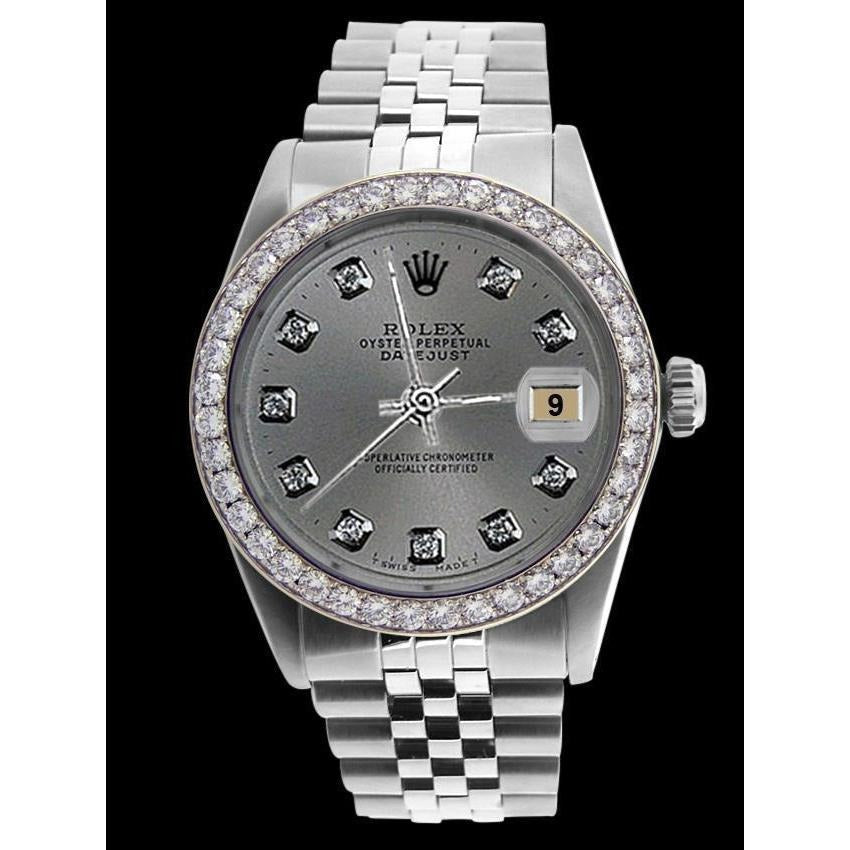 Rolex Gents Date Just Watch Gray Diamond Dial
