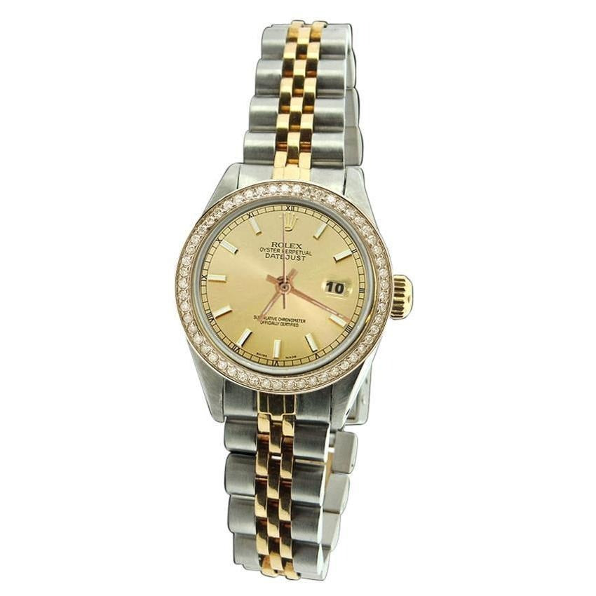 Bezel Women Watch Stick Dial Rolex Date