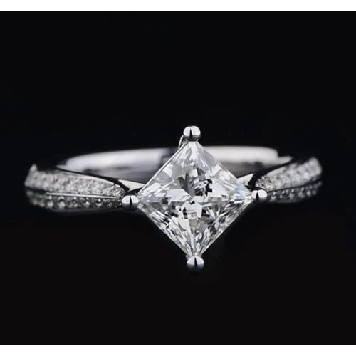 Kite Princess Real Diamond Engagement Ring 2 Carats White Gold