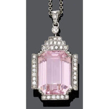 Kunzite Emerald Cut And Diamond Pendant