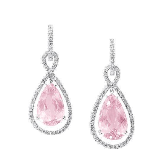 Kunzite Gem Natural Earth Mined Diamond Earrings