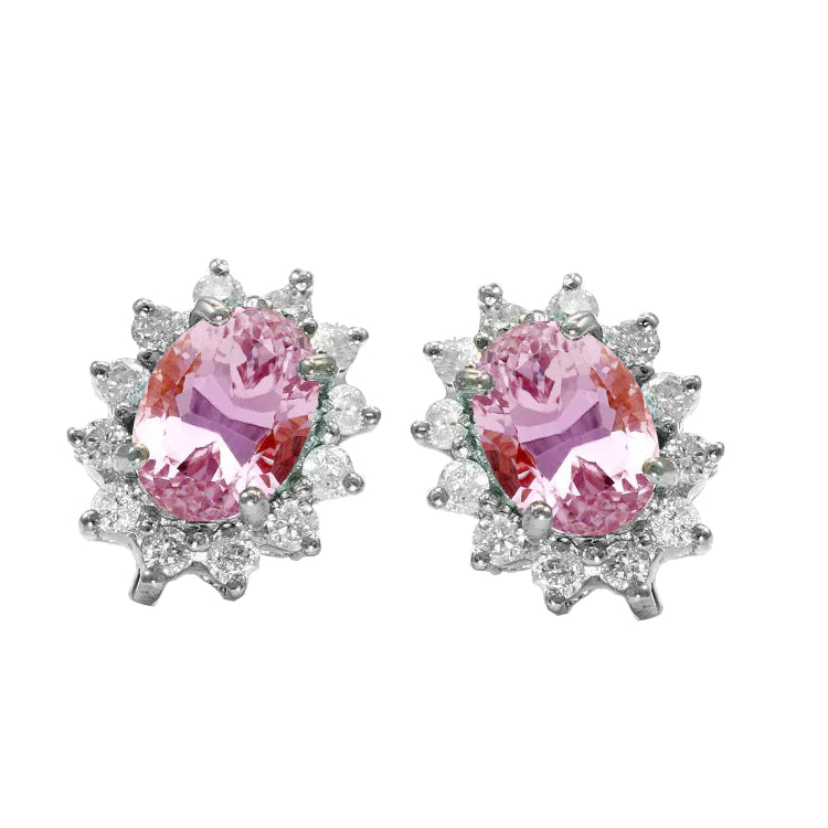 Kunzite Gemstone Halo Earrings