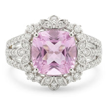 Kunzite Natural Earth Mined Diamond Wedding Ring