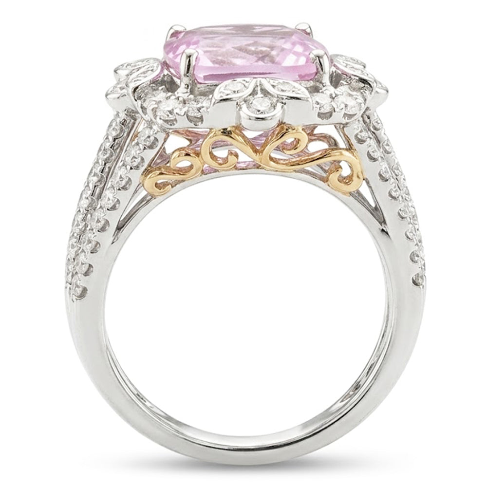 Kunzite Natural Earth Mined Diamond Wedding Ring