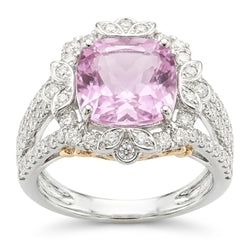 Kunzite Natural Earth Mined Diamond Wedding Ring